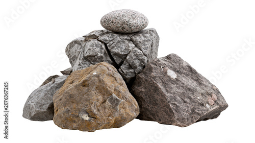 Pile of rough, natural stones and pebbles with varied textures and colors