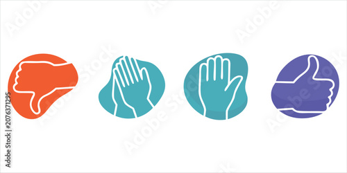 Thumbs Up and Thumbs Down Flat Vector Icons for Feedback and Rating.Customer Feedback and Review Icons Set with Like and Dislike Symbols.Approval, Rejection and Voting Flat Icons Collection.
