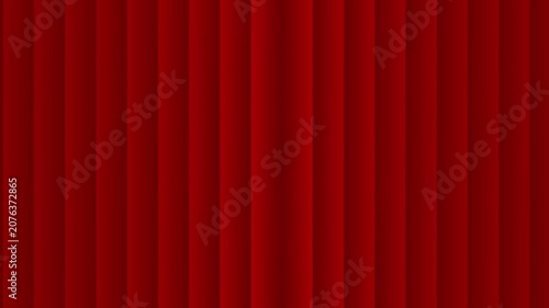 Stylized red theater curtains closing and then opening to reveal a green screen background for custom media placement.