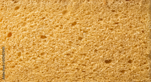Macro Texture of Golden Castella Sponge Cake Crumb