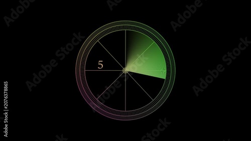 Radar screen with concentric circles and a sweeping sector on black background