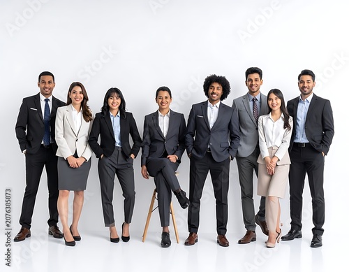 Diverse business team standing together.