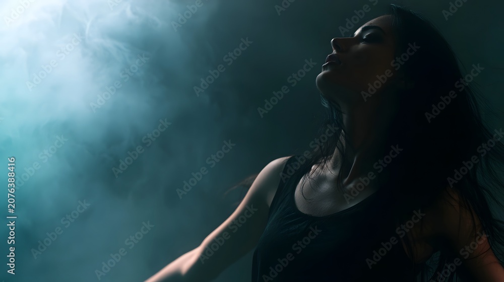 Fototapeta premium A dynamic moody abstract background featuring soft light atmospheric haze and subtle shadows creating a sense of deep motion