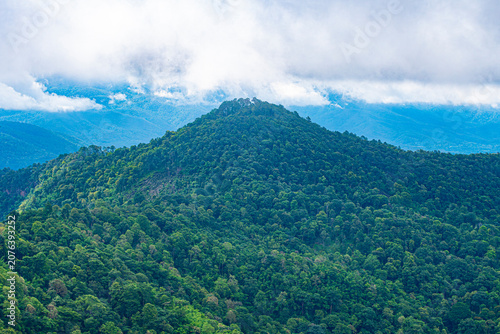 Clouds and mist on the mountains.