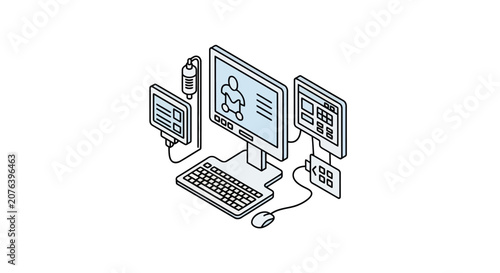 Digital medical monitoring system with patient data screens