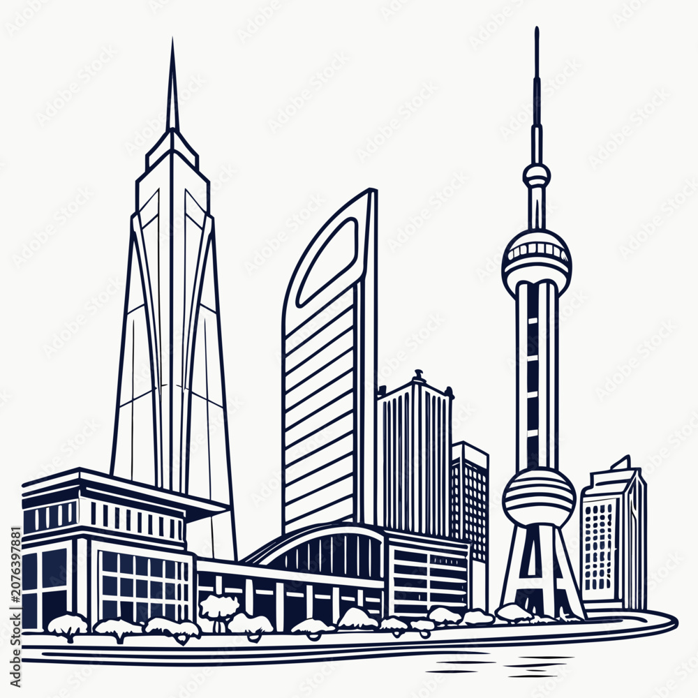 Obraz premium city skyline vector