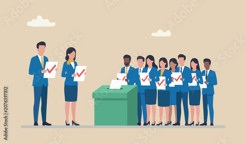 Fotografie Voting, poll or employee feedback questionnaire, politic choice, opinion or demo