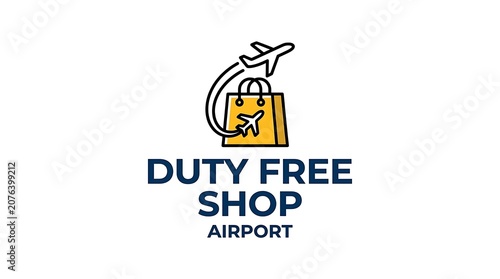 Duty free shop sign at airport terminal.