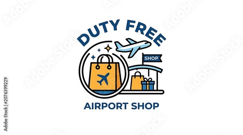 Duty free airport shop sign vector illustration.
