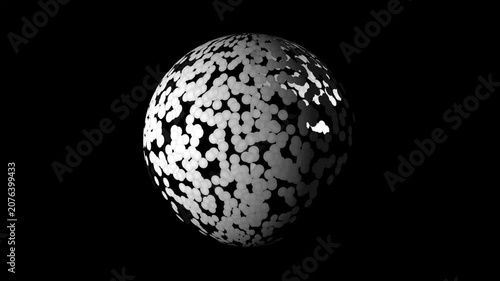 small white spheres . pack of white spheres scientifically accurate Spherical abstract stylized element on black background.