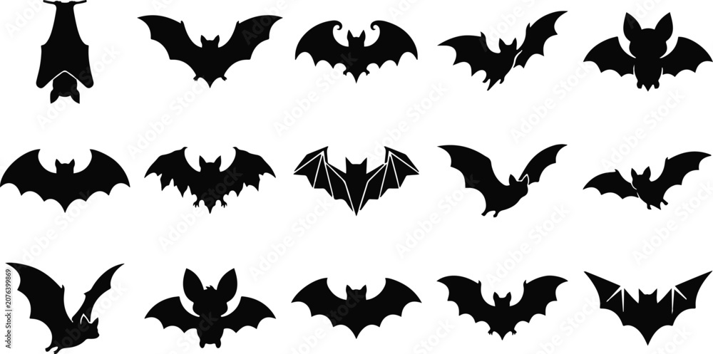 Fototapeta premium Halloween bat silhouettes for spooky decorations and party themes
