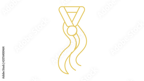 Clean flat vector line icon of a gold medal with ribbon, ideal for winner badges, achievement pages, sports awards, and ranking interfaces.