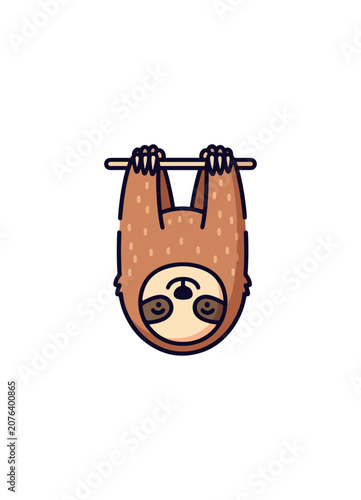 Cute cartoon sloth hanging upside down