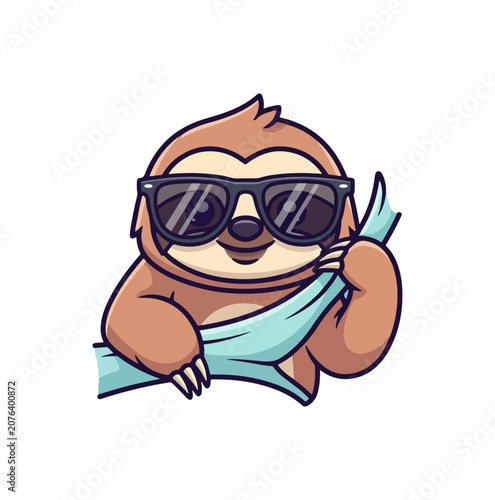 Cute cartoon sloth with sunglasses
