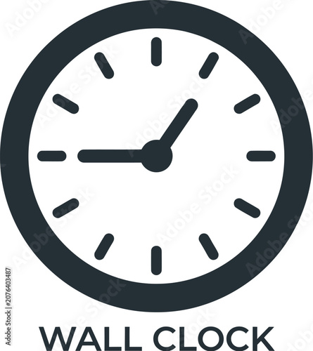 Simple black and white wall clock icon graphic design