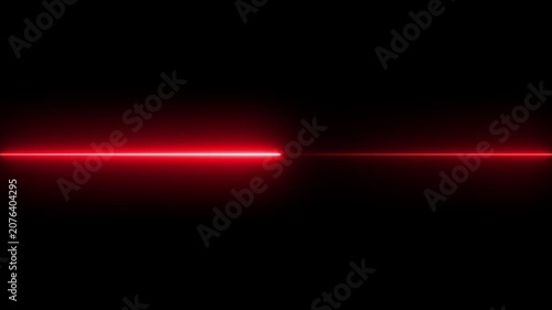 Glowing red laser beam line animation on black background, abstract light motion effect