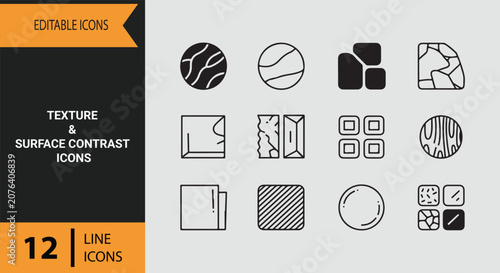 Photos Detailed texture and surface contrast outline icons for material design and arch