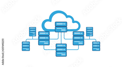 Billede på lærred Cloud computing network and data storage infrastructure