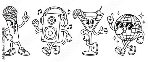 Musical elements dancing and having fun at party.