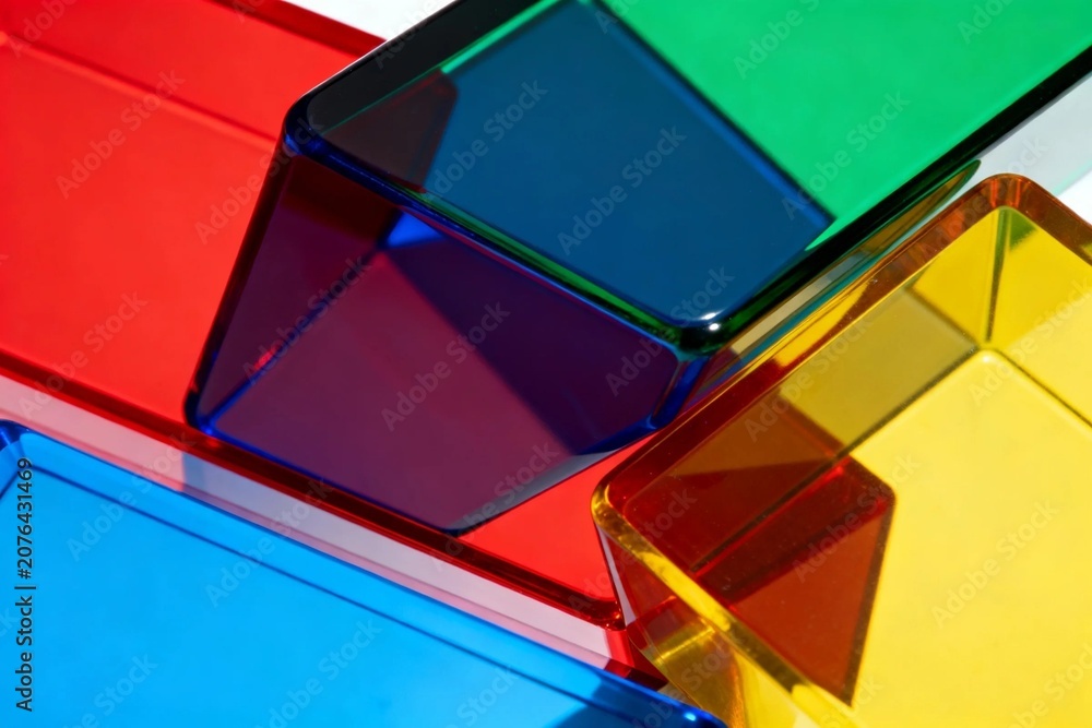Fototapeta premium Vibrant Colorful Plastic Cubes in Close-Up