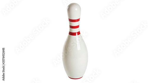 Fotografie Single white plastic bowling pin isolated on a transparent background sports equ