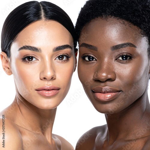 Two women smiling in professional portrait setting.