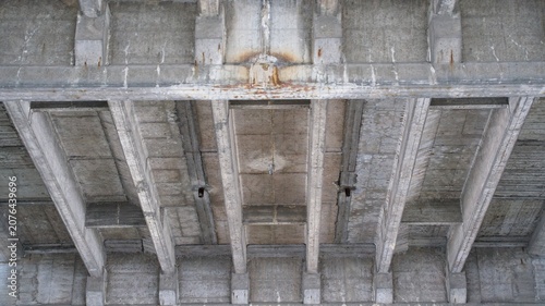  The reinforced concrete structures of the lower part of the Alexander Nevsky Bridge serve as a symmetrical background.                              