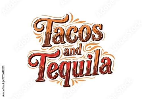 Tacos and tequila creative typography design for mexican restaurant menu or food festival party invitation
