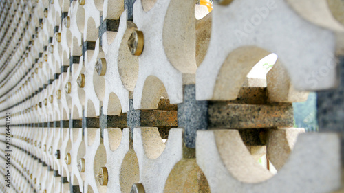 Obraz na płótnie Perforated Islamic Geometric Screen Wall Pattern with Shallow Bokeh