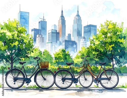 Urban cyclists enjoying a sunny day in city park.