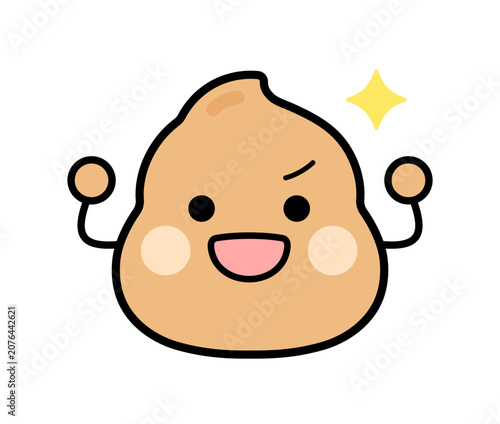 ガッツポーズのうんちのキャラクターのイラスト　うんこ