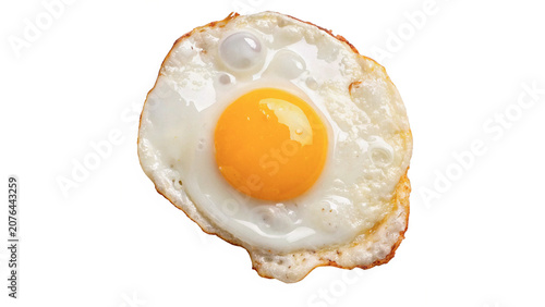 Foto Single fried egg with bright yellow yolk isolated on a transparent background he
