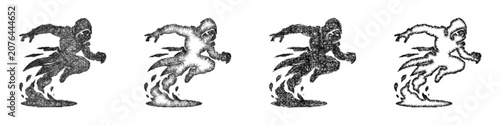 Photos Monochrome sketch shadowstep assassin icon design set