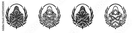 Fotografie Sketch guild assassin icon design set