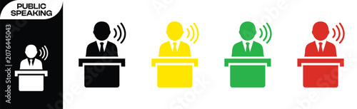 Photos public speaking podium presenter icon set business conference lecture speech