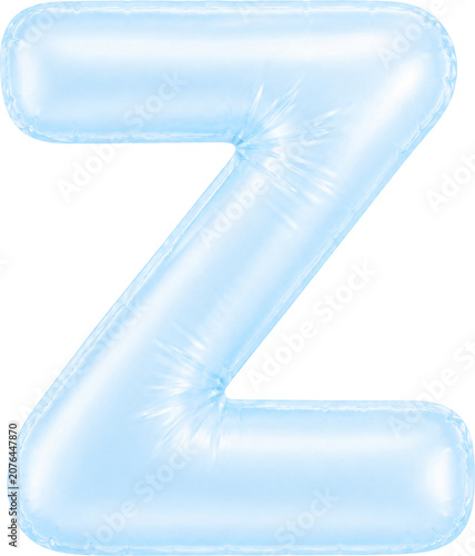 3D Light Blue Foil Balloon Alphabet Letters Set Isolated on Transparent Background