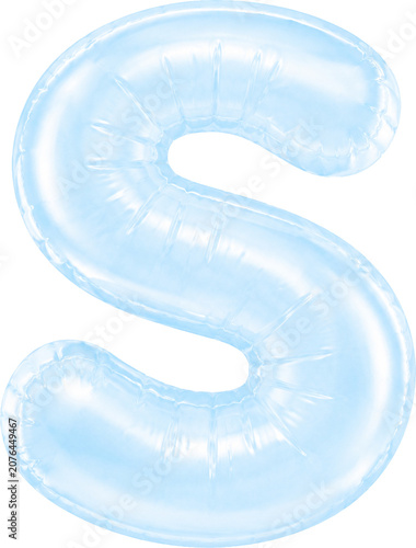 3D Light Blue Foil Balloon Alphabet Letters Set Isolated on Transparent Background