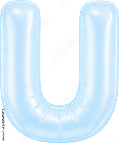3D Light Blue Foil Balloon Alphabet Letters Set Isolated on Transparent Background