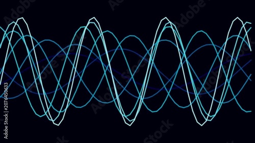 Abstract Waveform Art: Intersecting blue and cyan sinusoidal waves create a mesmerizing abstract visual, evoking themes of sound, data, and digital artistry.