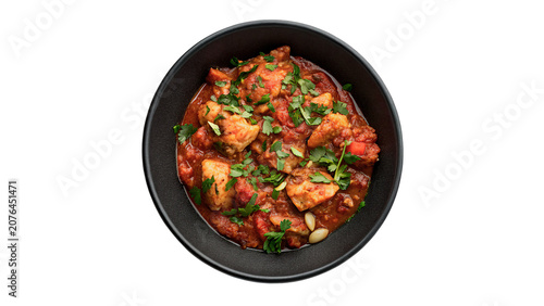 Cuadro en lienzo Bowl of traditional hot asian curry dish isolated on a transparent background go