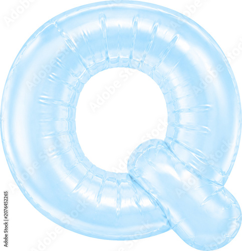 3D Light Blue Foil Balloon Alphabet Letters Set Isolated on Transparent Background