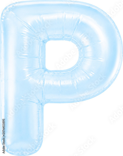 3D Light Blue Foil Balloon Alphabet Letters Set Isolated on Transparent Background