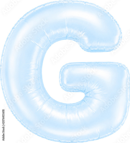 3D Light Blue Foil Balloon Alphabet Letters Set Isolated on Transparent Background