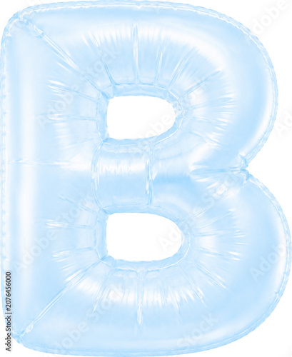 3D Light Blue Foil Balloon Alphabet Letters Set Isolated on Transparent Background