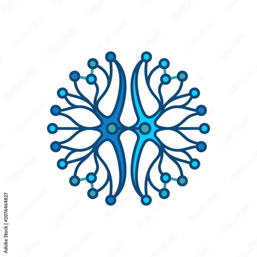 Fototapeta premium Abstract Blue Digital Neural Network Icon Representing Connection and Technology