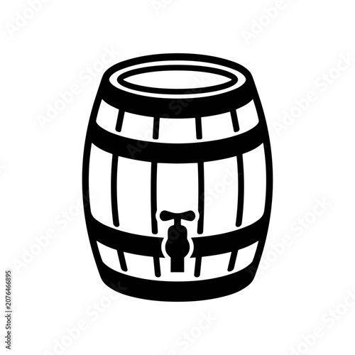 Black and white wooden wine barrel.