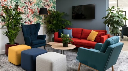 An abstract and colorful patterned design featuring intricate decorative motifs and rich playful contrasts