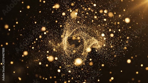 Luxury Golden Particles Floating on Dark Background Cinematic Glow Elegant Celebration Background