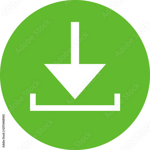 Download icon set. Download button Collection. Arrow downloading icon. Vector illustration. Minimalist green download icon with white arrow symbol on a circular background.