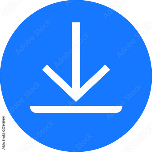 Download icon set. Download button Collection. Arrow downloading icon. Vector illustration. Minimalist blue download icon with white arrow symbol on a circular background.